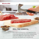 KitchenAid meat tenderizer with aluminized mallet, hang hole, and lifetime warranty, one size, black