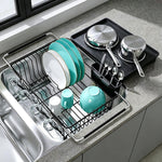 Stainless Steel Dish Drying Rack for Kitchen Sink with Utensil Holder