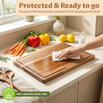 Acacia Wood Cutting Board Set of 3 for Kitchen with Deep Juice Groove