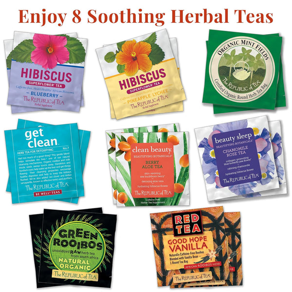 The Republic of Tea Premium Assortment of Teas and Herbs 40 Individually Wrapped Tea Bags