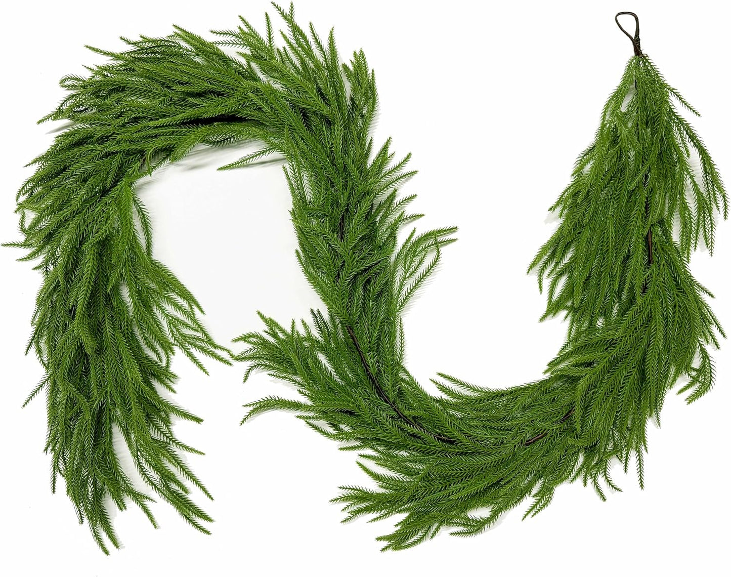 9FT Christmas Garlands Norfolk Pine Garland Real Touch Artificial Faux Greenery Garland for Holiday Indoor Outdoor Decor