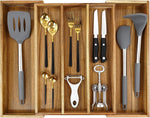 Acacia Kitchen Drawer Organizer with 8 Slots and Adjustable Size