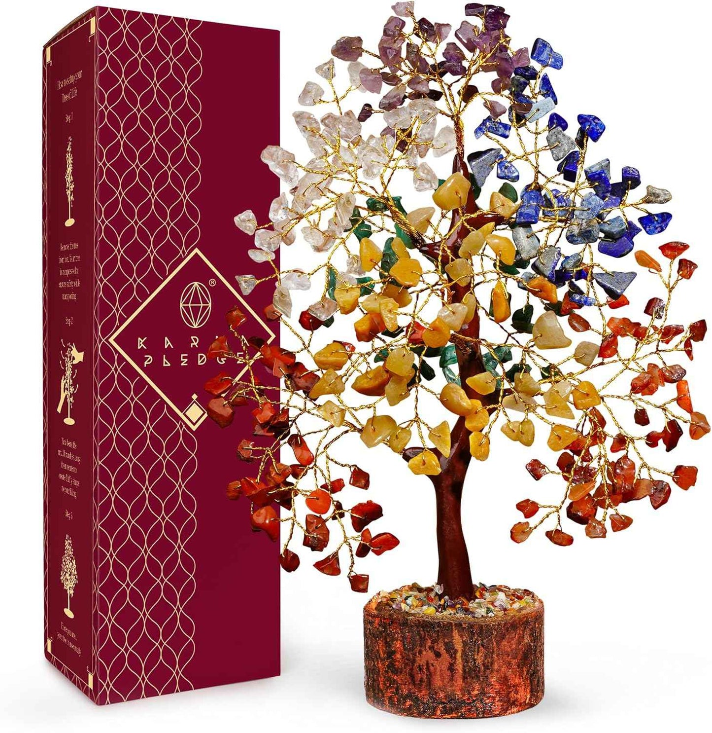 Crystal Tree of Life 7 Chakra Healing Crystals Trees for Home Decor, Office Desk Decor, Boho Decor, Handmade Bonsai Trees for Positive Energy, Money, Good Luck Birthday Gifts for Women, Mom