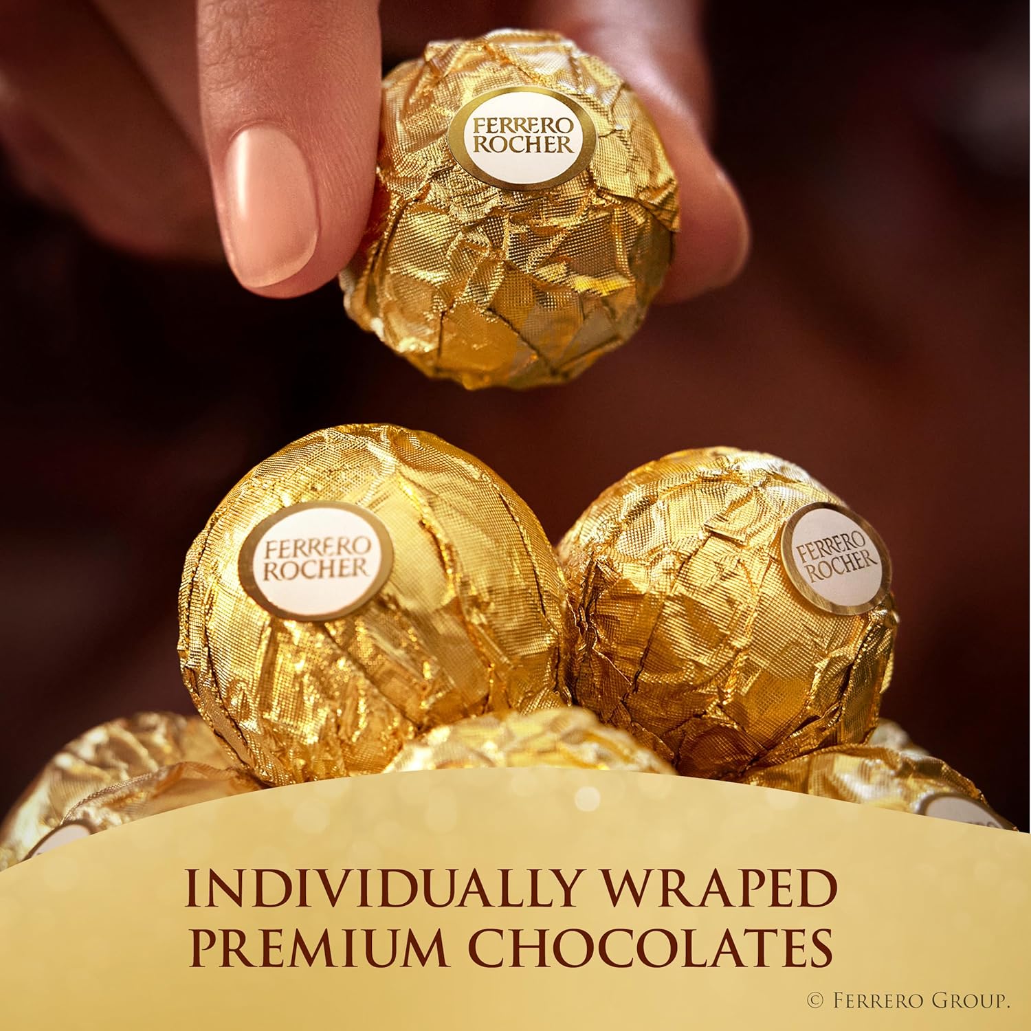 Ferrero Rocher, Premium Milk Chocolate Hazelnut, Individually Wrapped ...