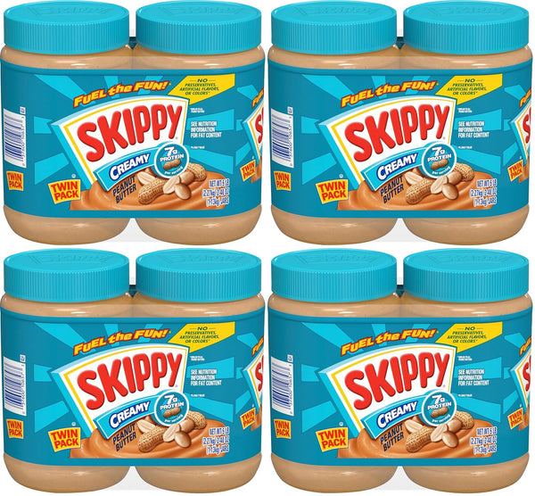 SKIPPY Creamy Peanut Butter Spread, 2 Pack, 40 oz Jars, Shelf-Stable, Kosher, Gluten-Free, Tree Nut-Free