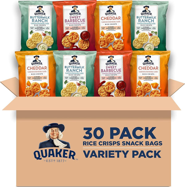Quaker Rice Crisps, 4 Flavor Variety Mix, 30 count, Gluten Free