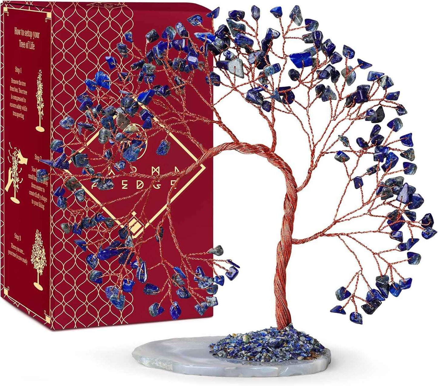 Crystal Tree of Life 7 Chakra Healing Crystals Trees for Home Decor, Office Desk Decor, Boho Decor, Handmade Bonsai Trees for Positive Energy, Money, Good Luck Birthday Gifts for Women, Mom