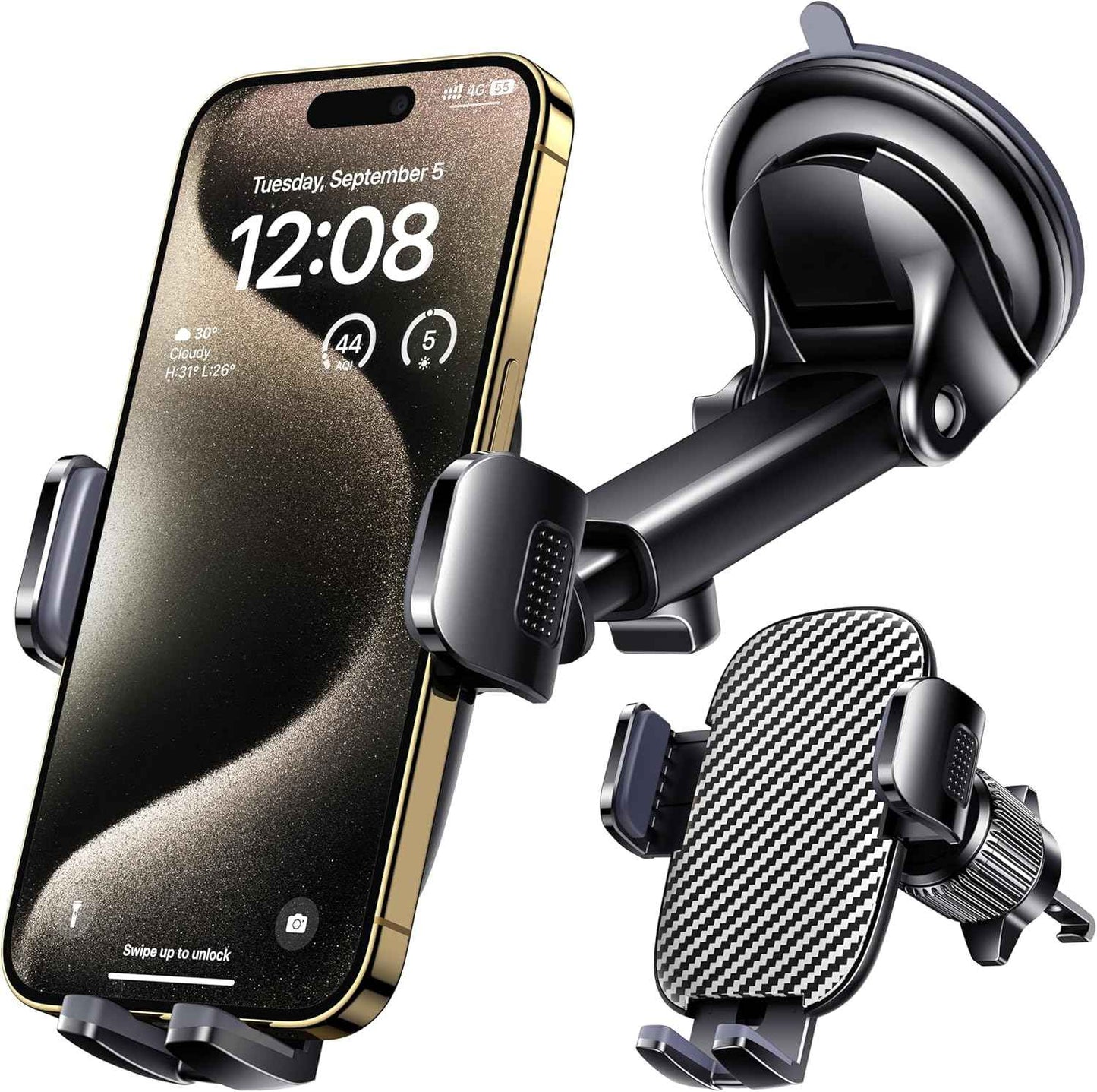 Qifutan Car Phone Holder Mount Phone Mount for Car Windshield Dashboard Air Vent Universal Hands Free Automobile Cell Phone Holder Fit for iPhone Smartphone Camera Mounts