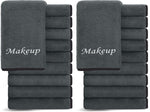Cosy Family 10 Pack Makeup Remover Wash Cloths - Soft Microfiber Fingertip Facial Cleansing Cloths for Hand and Make Up, 12 x 12 in, Black Grey