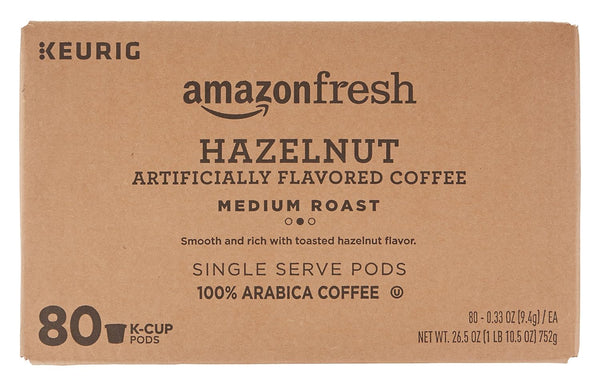 AmazonFresh 80 Ct. K-Cups, Hazelnut Flavored Medium Roast, Compatible with Keurig K-Cup Brewers