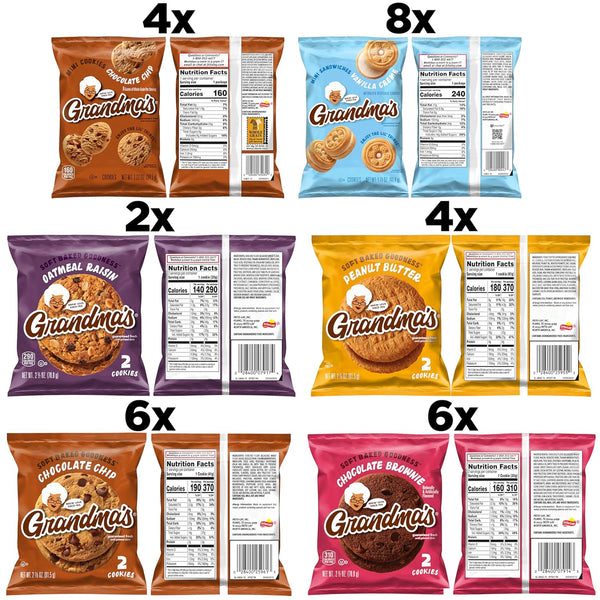 Grandma's Cookies Variety Pack Box of 30 Assorted Treats