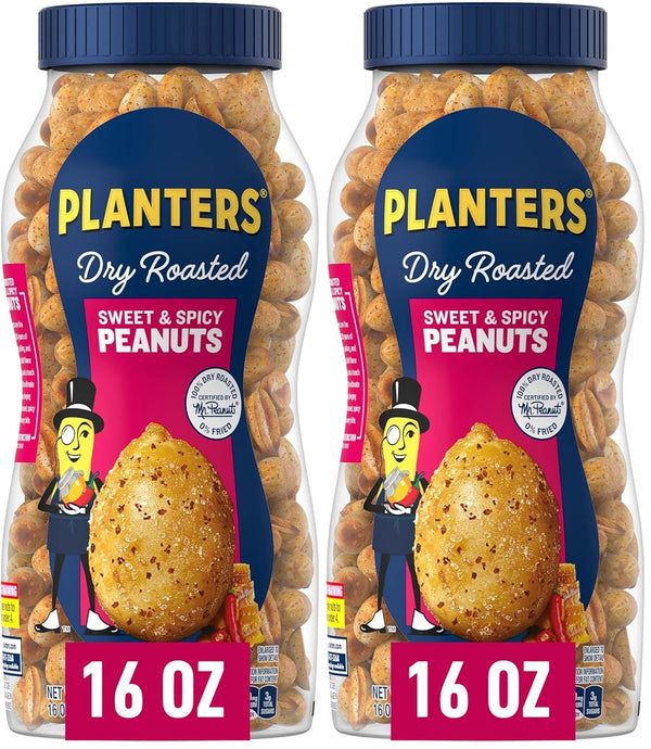 PLANTERS Salted Peanuts - Dry Roasted, Plant-Based Protein, 16oz Jar