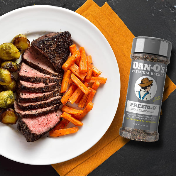 Dan-O's Preem-O Seasoning, 2.5 oz, Sugar-Free, Zero-Calorie, Steak and Meat Seasoning