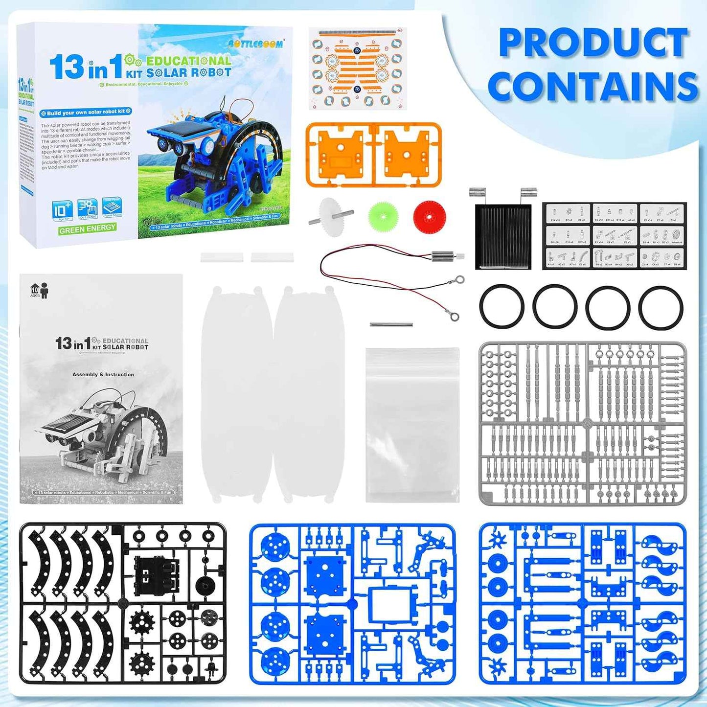 STEM 13-in-1 Education Solar Power Robots Toys for Boys Age 8+ , Educational Toy DIY Science Kits for Kids, Building Experiment Robotics Set Birthday Gifts for 8+ years old boys and girls .