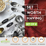 Spring Chef Stainless Steel Magnetic Measuring Spoons Set, Heavy Duty Metal Kitchen Gadgets