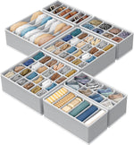 Closet Organizer Drawer Divider Assorted 7 Pieces Gray Non-Woven Fabric