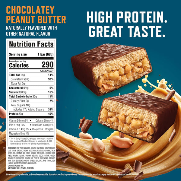 CLIF BUILDERS Chocolatey Peanut Butter Plant Based Protein Bars 12 Pack