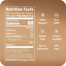 In The Raw Organic Honey, 14 oz Squeeze Bottle, Pure Raw & Unfiltered, No Additives, Gluten and BPA Free, USDA Certified