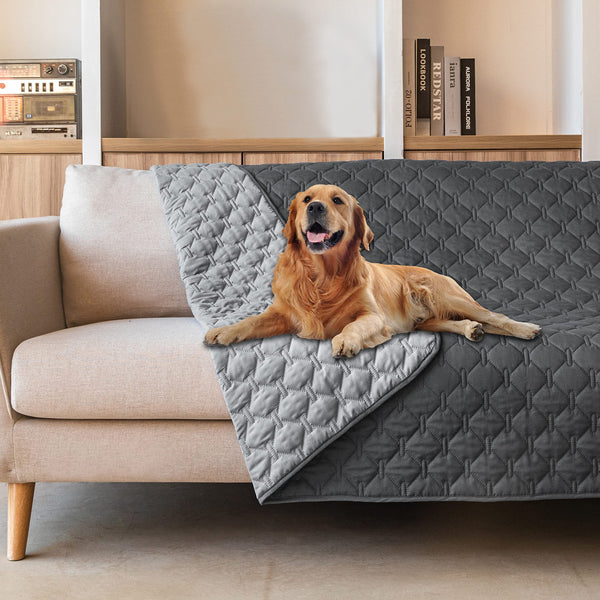 gogobunny 100% double-sided waterproof dog bed cover pet blanket sofa protector for large dogs cats 68x82 dark grey light grey