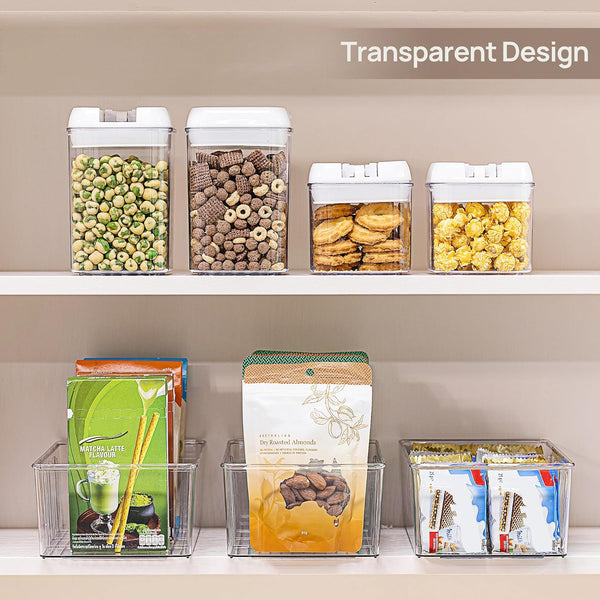 Clear Plastic Food Storage Organizer Bins for Pantry and Kitchen