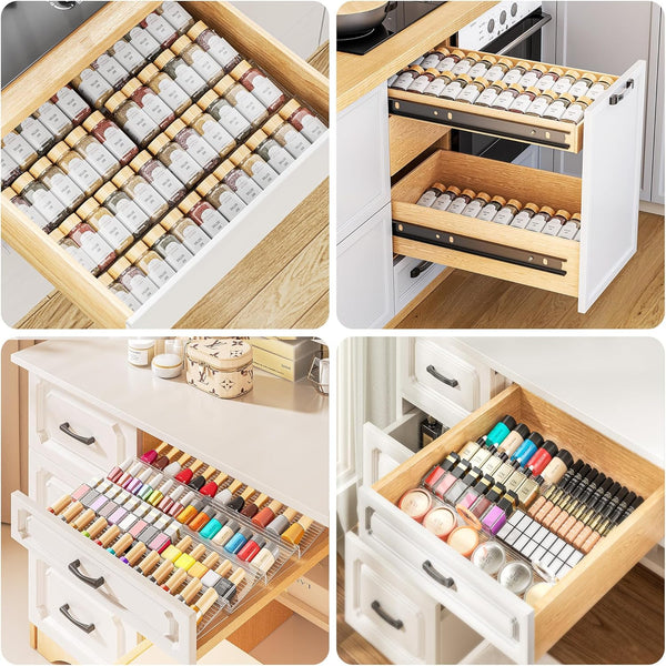 MUDEELA Clear Spice Drawer Organizer for Kitchen Storage