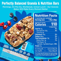 Soft Baked Granola Bars with Blueberry Pomegranate Flavor, 12 Count, Nut and Dairy Free