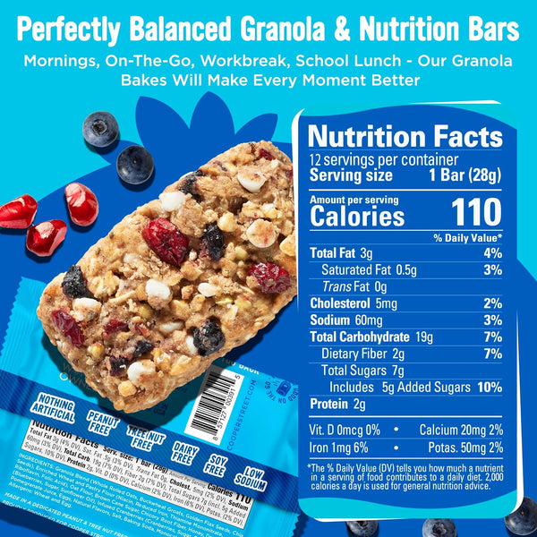 Soft Baked Granola Bars with Blueberry Pomegranate Flavor, 12 Count, Nut and Dairy Free
