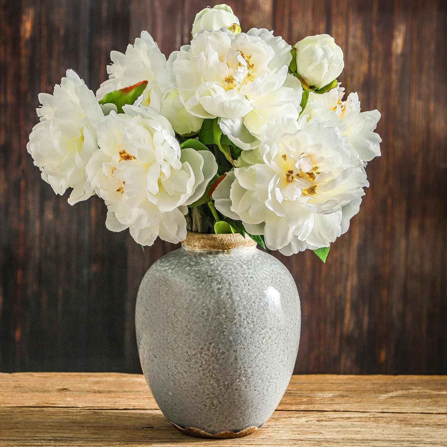 Ceramic Vase Set of 3, Neutral Flower Vases Home Decor, Pottery Rustic Farmhouse Decorative Vases Modern Decor for Table Mantel Entryway Bookshelf Living Room Kitchen Bedroom - Brown