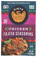 Siete gluten-free chicken fajita seasoning mix for whole30 approved meals, 7 servings, vegan, non-gmo, 1 packet
