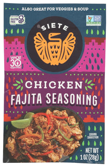 Siete gluten-free chicken fajita seasoning mix for whole30 approved meals, 7 servings, vegan, non-gmo, 1 packet