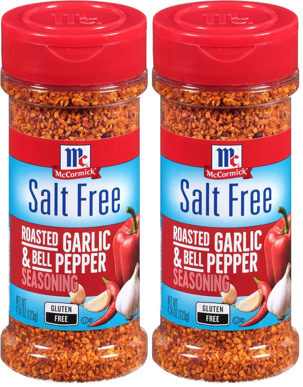 McCormick Salt-Free Roasted Garlic & Bell Pepper Seasoning, 4.34 oz, Flavorful Blend for Low-Sodium Meals