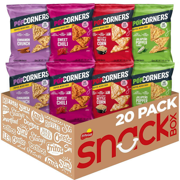 PopCorners Popped Corn Chips Variety Snack Pack 20 Pack Gluten Free