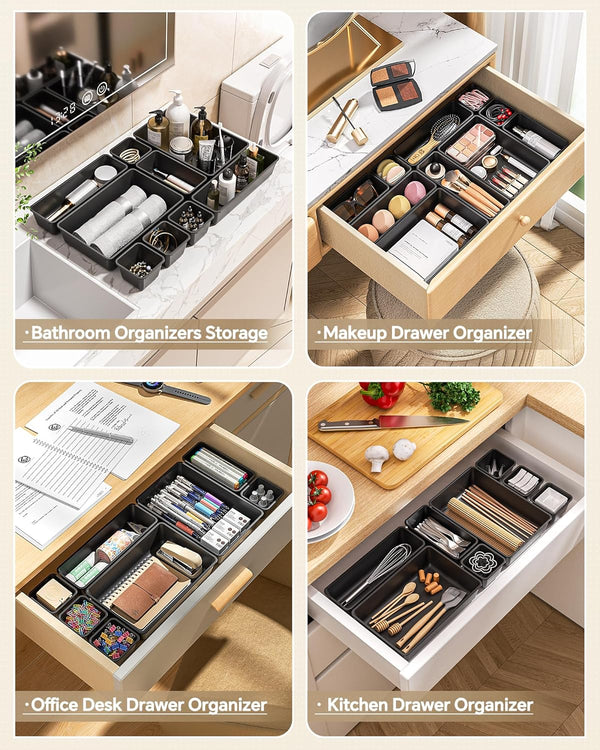 25 PCS Plastic Drawer Organizers Set for Makeup and Desk Drawers