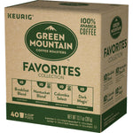 Green Mountain Coffee Roasters Favorites Collection includes 4 boxes of K-Cup pods with light, medium, and dark roasts