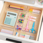 Clear Plastic Drawer Organizers Set for Bathroom Vanity and Kitchen Utensils Storage