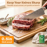 Acacia Wood Cutting Board Set of 3 for Kitchen with Deep Juice Groove