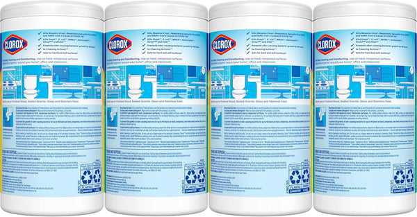 Clorox Disinfecting Cleaning Wipes for Spring Cleaning & Allergy Season, Bleach Free, Fresh Scent and Crisp Lemon, 75 Count Each, Pack of 4