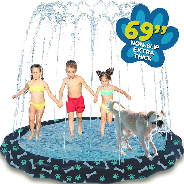60-inch SplashEZ 3-in-1 kiddie pool and sprinkler for toddlers and babies, BPA-free water play mat for outdoor learning