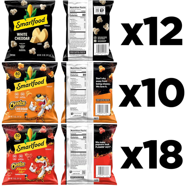 White Cheddar and Flamin' Hot Popcorn Variety Pack, 40 Individually Wrapped Snacks