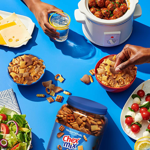 Chex Mix Traditional Original Recipe Snack Mix, 20 oz tub, Salty Snacks