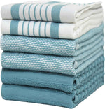 Premium Kitchen Towels (20”x 28”, 6 Pack) | Large Cotton Kitchen Hand Towel | Flat & Terry Dish Cloths | Highly Absorbent Tea Towels Set with Hanging Loop | Gray