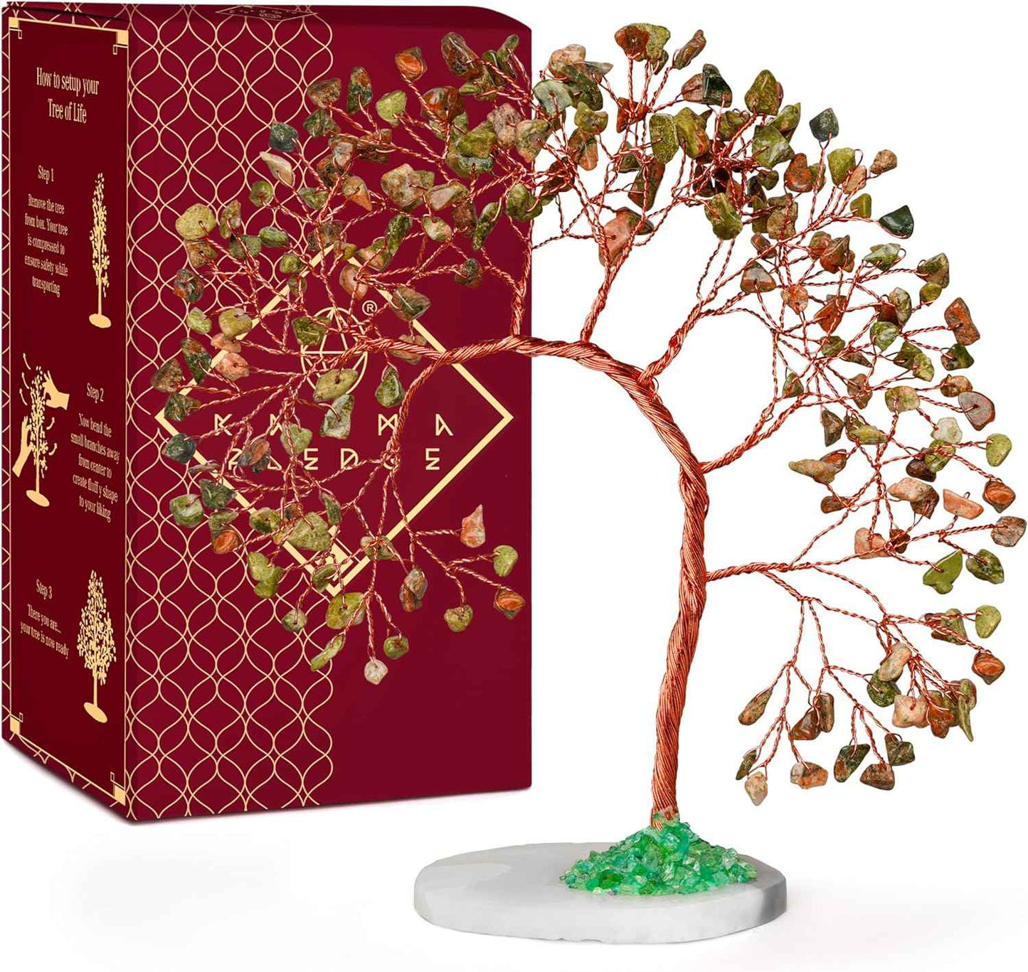 Crystal Tree of Life 7 Chakra Healing Crystals Trees for Home Decor, Office Desk Decor, Boho Decor, Handmade Bonsai Trees for Positive Energy, Money, Good Luck Birthday Gifts for Women, Mom