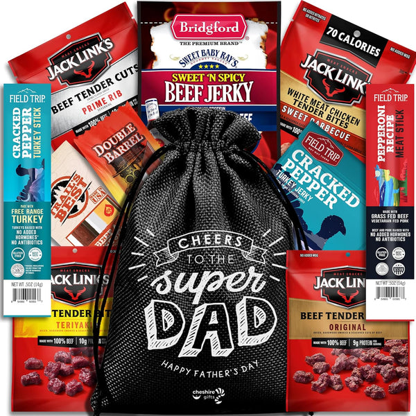 Beef Jerky Gift Baskets for Men with Meat and Cheese Variety Pack
