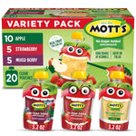 Mott's No Sugar Added Applesauce Variety Pack, 3 Flavors, 20 Pack