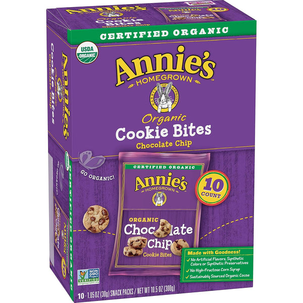 Annie's Organic Chocolate Chip Cookie Bites, 10.5 oz, 10 Pouches