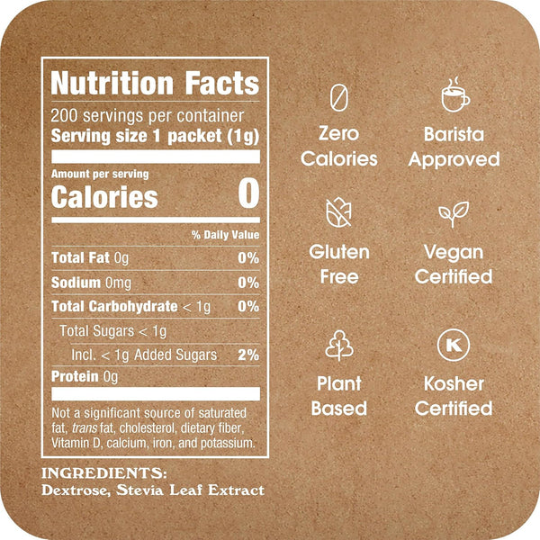 Stevia In The Raw Stevia Sweetener 200ct zero-calorie packets, 2-pack, vegan, gluten-free, kosher, low glycemic