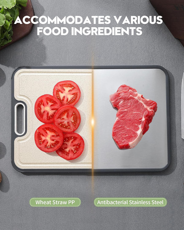 Stainless Steel Cutting Board for Kitchen, Dual-Sided Functionality, Food-Grade Materials, and Space-Saving Design