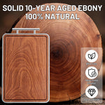 Double-sided cutting board made of titanium and ebony wood for kitchen use