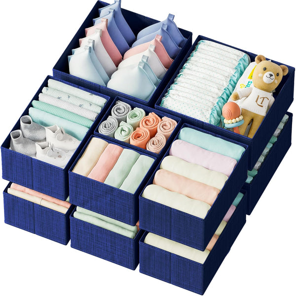 12-piece drawer organizer set for nursery, bedroom, and closet storage
