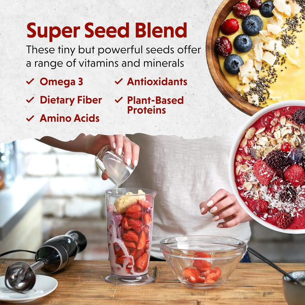 Barlean's Organic Flax Chia Coconut Seed Blend with 2,330 mg Omega 3 Fatty Acids, Fiber Supplement with Whole Chia Seeds and Ground Flaxseed, 12 oz
